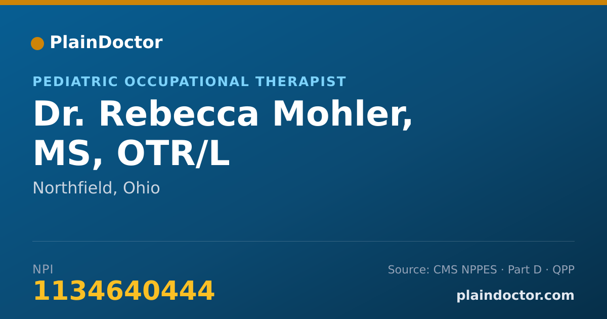 Shareable card for Rebecca Mohler, MS, OTR/L - Pediatric Occupational Therapist, Northfield, OH