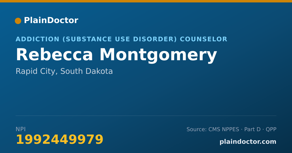 Shareable card for Rebecca Montgomery - Addiction (Substance Use Disorder) Counselor, Rapid City, SD