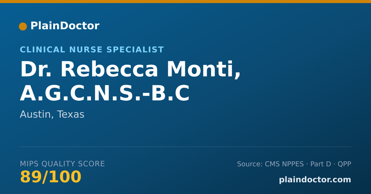 Shareable card for Rebecca Monti, A.G.C.N.S.-B.C - Clinical Nurse Specialist, Austin, TX
