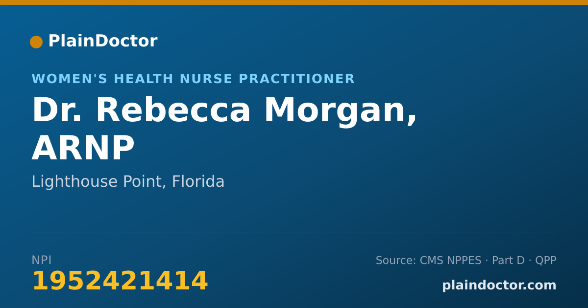 Shareable card for Rebecca Morgan, ARNP - Women's Health Nurse Practitioner, Lighthouse Point, FL