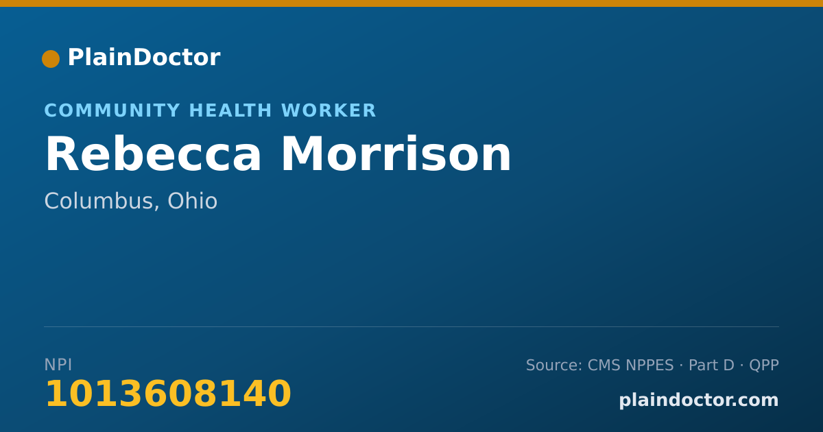 Shareable card for Rebecca Morrison - Community Health Worker, Columbus, OH