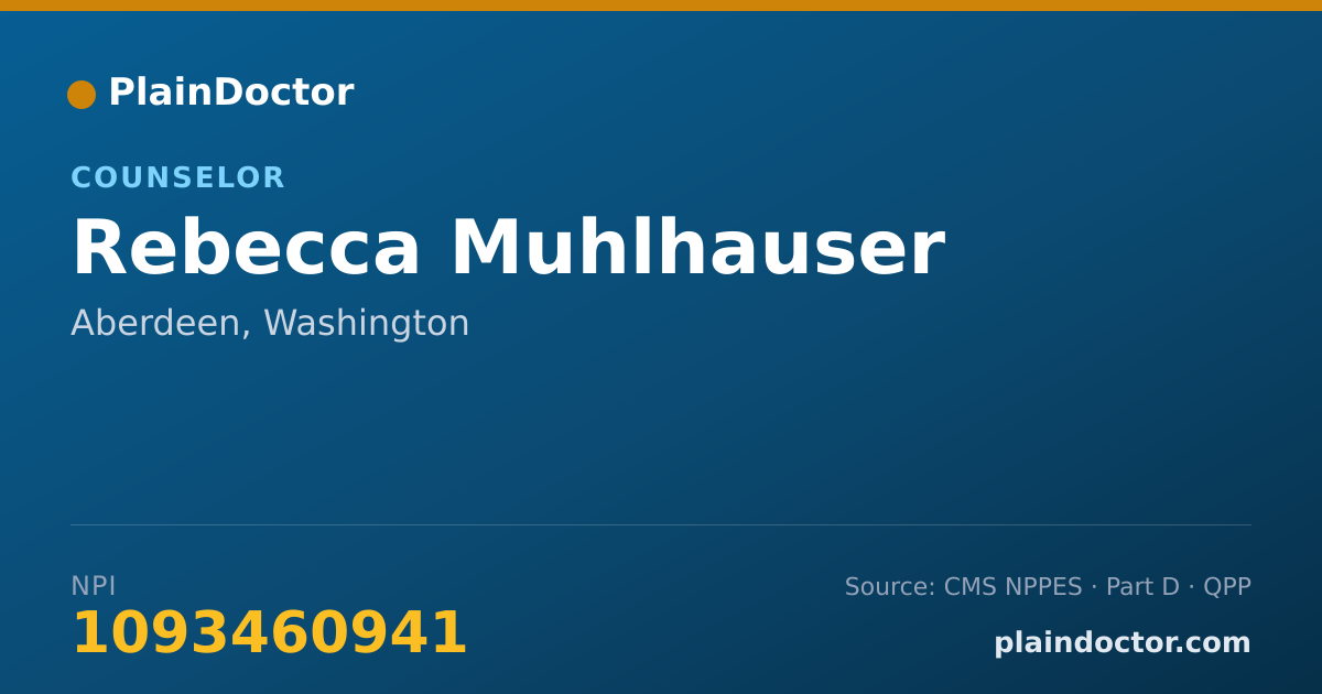 Shareable card for Rebecca Muhlhauser - Counselor, Aberdeen, WA