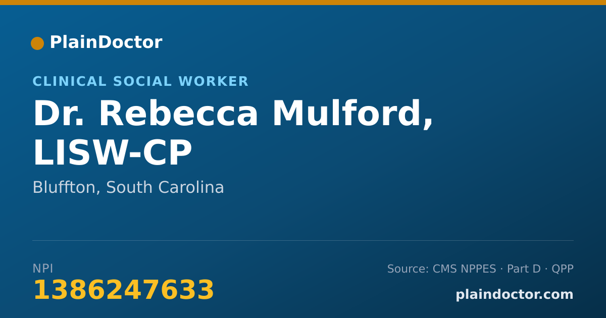 Shareable card for Rebecca Mulford, LISW-CP - Clinical Social Worker, Bluffton, SC