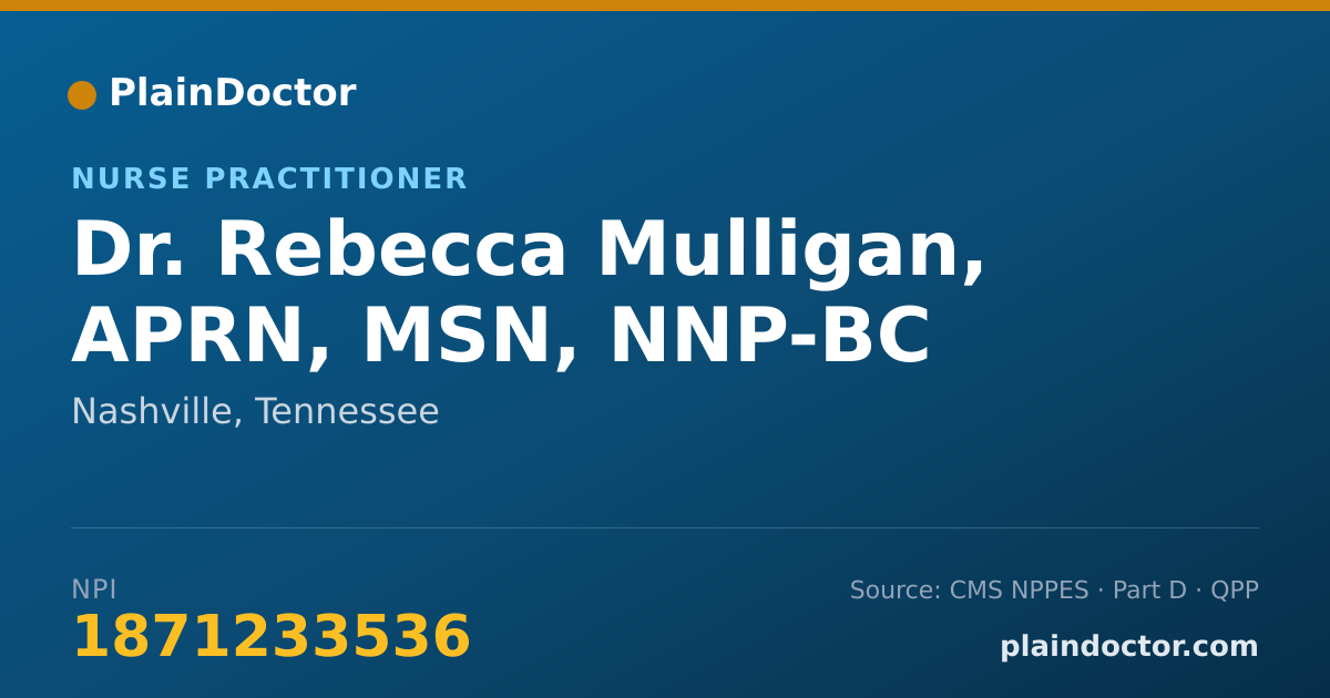 Shareable card for Rebecca Mulligan, APRN, MSN, NNP-BC - Nurse Practitioner, Nashville, TN
