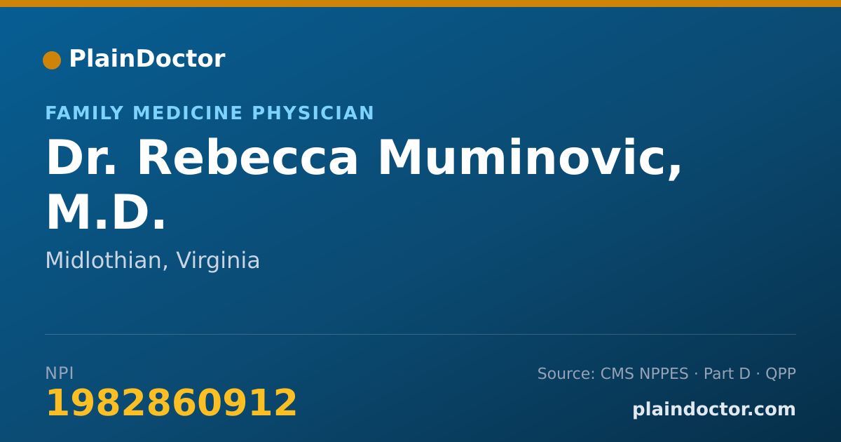 Shareable card for Rebecca Muminovic, M.D. - Family Medicine Physician, Midlothian, VA