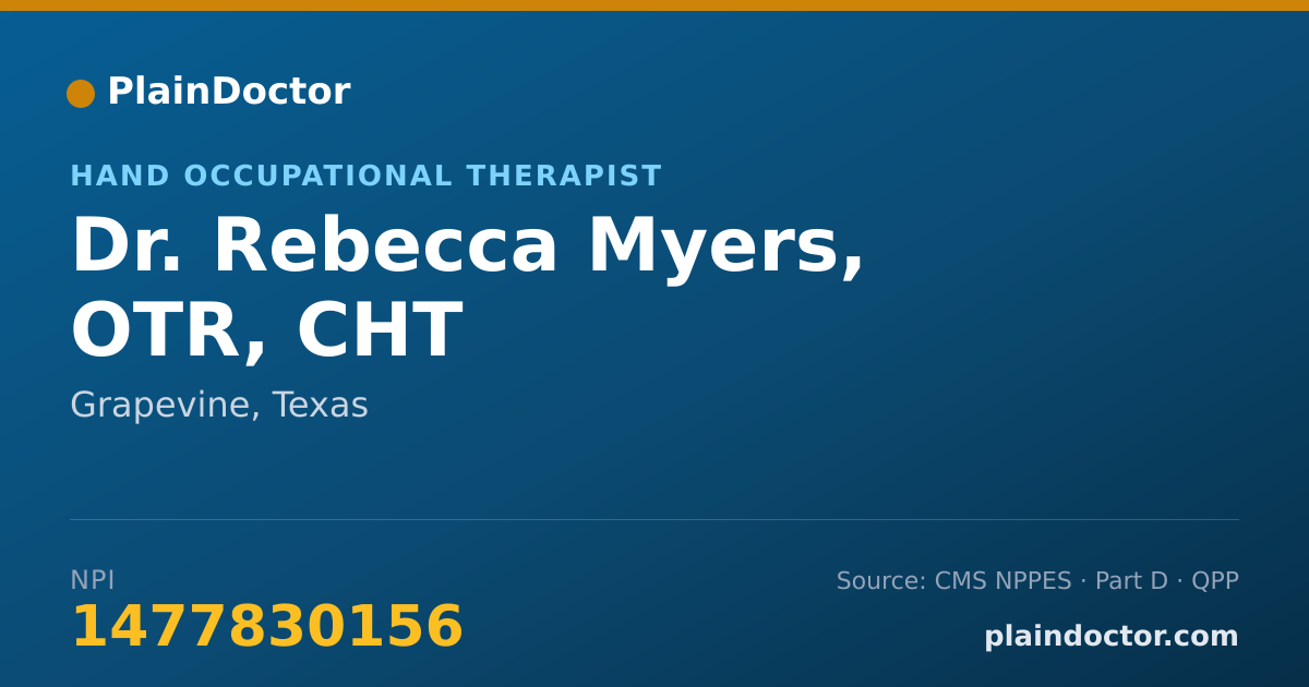 Shareable card for Rebecca Myers, OTR, CHT - Hand Occupational Therapist, Grapevine, TX