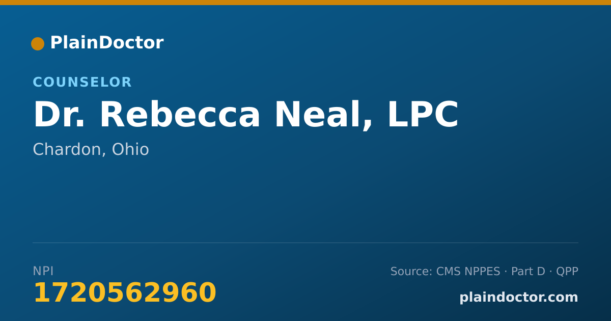 Shareable card for Rebecca Neal, LPC - Counselor, Chardon, OH