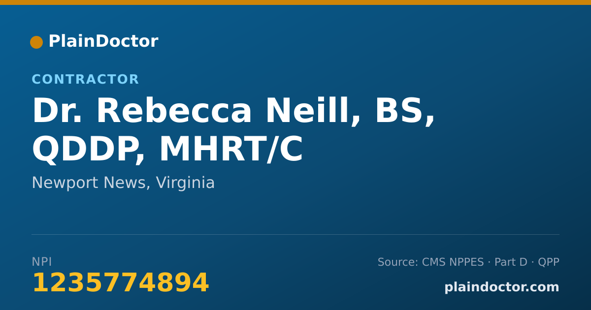 Shareable card for Rebecca Neill, BS, QDDP, MHRT/C - Contractor, Newport News, VA