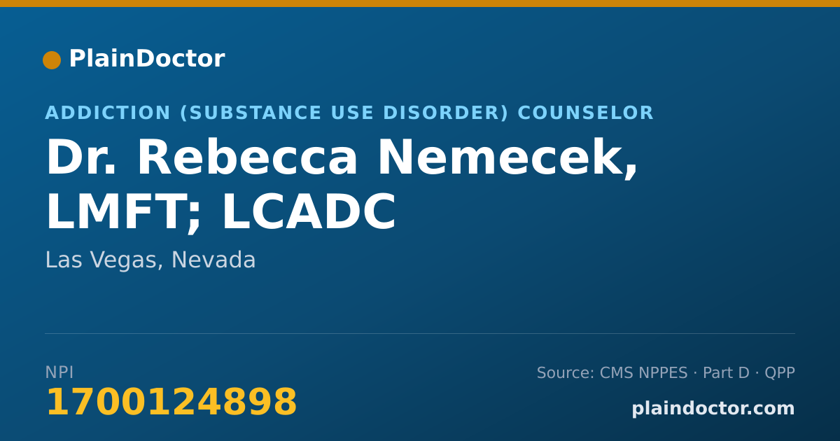Shareable card for Rebecca Nemecek, LMFT; LCADC - Addiction (Substance Use Disorder) Counselor, Las Vegas, NV