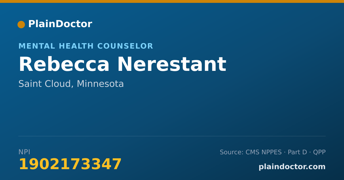 Shareable card for Rebecca Nerestant - Mental Health Counselor, Saint Cloud, MN