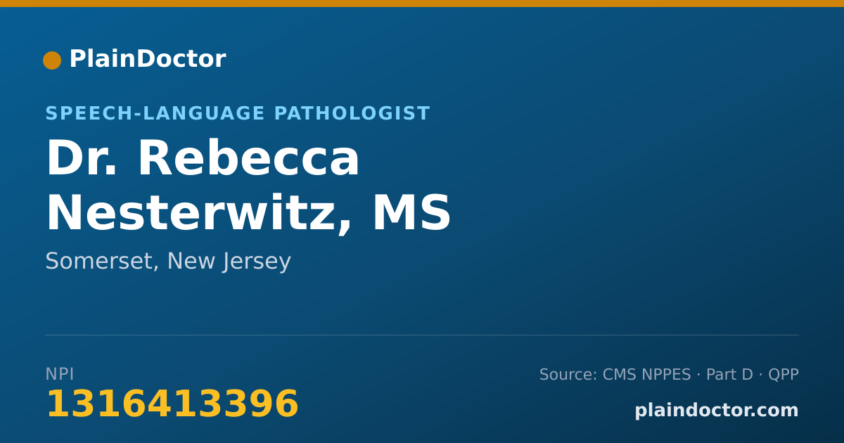 Shareable card for Rebecca Nesterwitz, MS CCC-SLP/L - Speech-Language Pathologist, Somerset, NJ