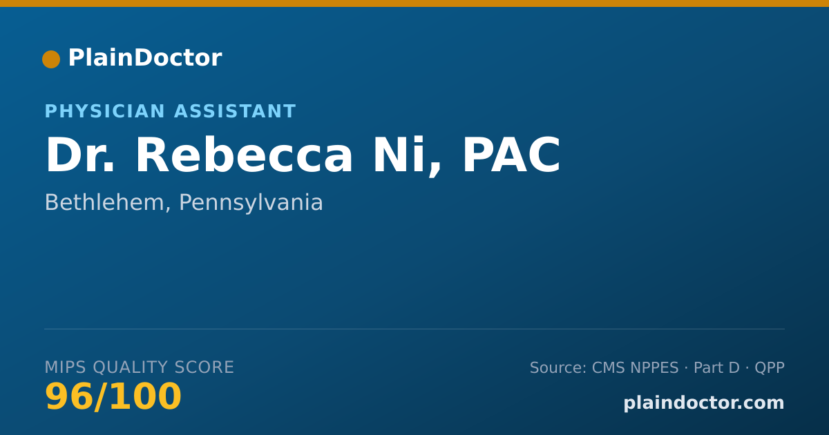 Shareable card for Rebecca Ni, PAC - Physician Assistant, Bethlehem, PA
