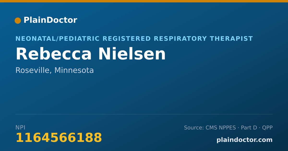 Shareable card for Rebecca Nielsen - Neonatal/Pediatric Registered Respiratory Therapist, Roseville, MN