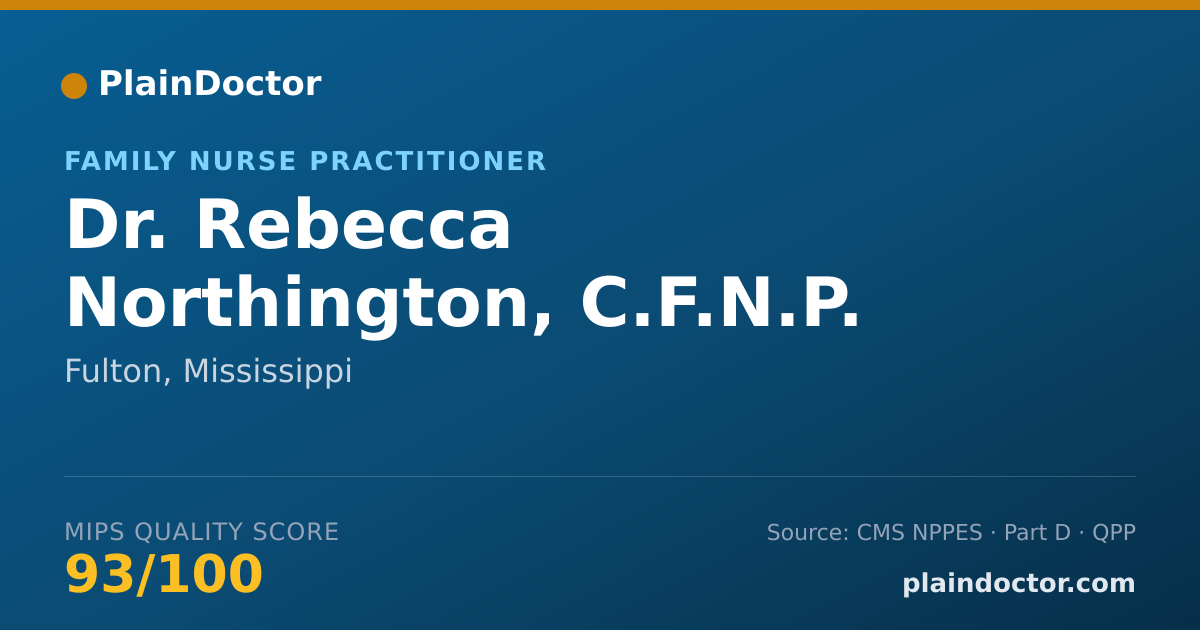 Shareable card for Rebecca Northington, C.F.N.P. - Family Nurse Practitioner, Fulton, MS