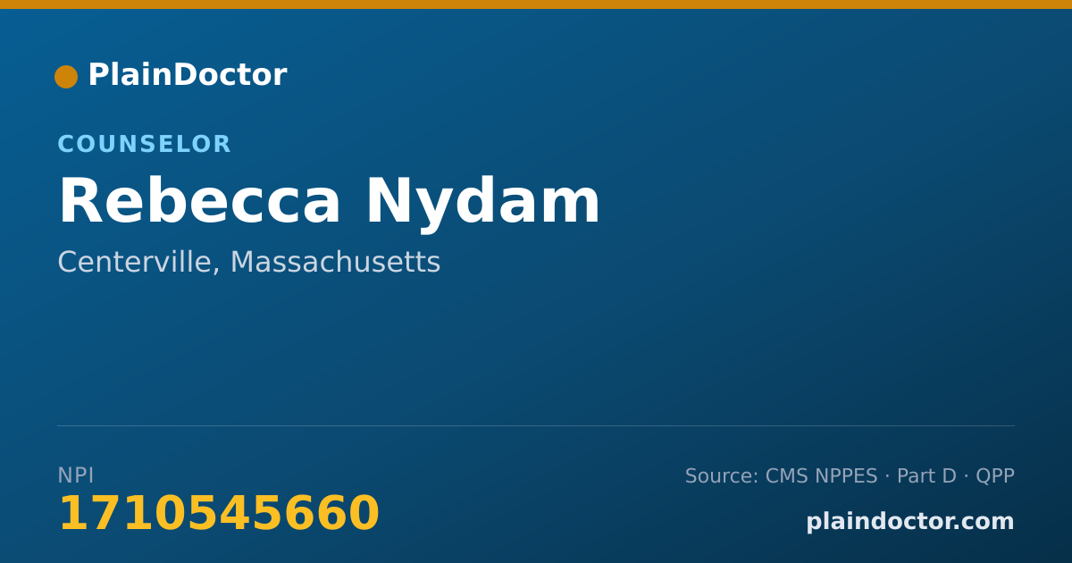 Shareable card for Rebecca Nydam - Counselor, Centerville, MA