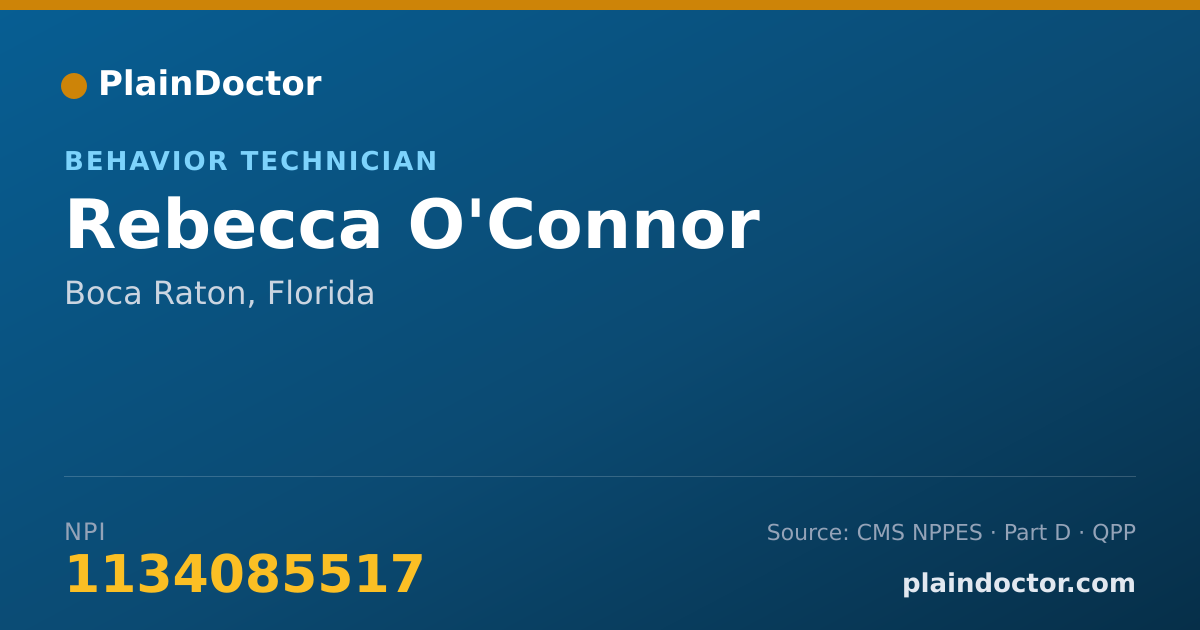 Shareable card for Rebecca O'Connor - Behavior Technician, Boca Raton, FL