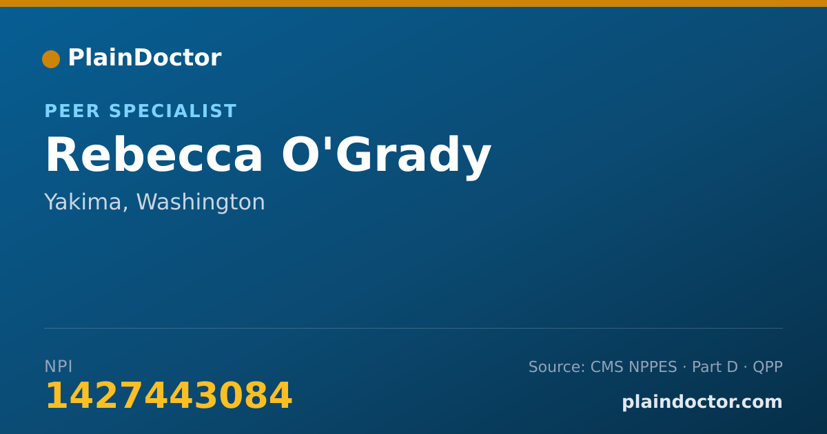 Shareable card for Rebecca O'Grady - Peer Specialist, Yakima, WA