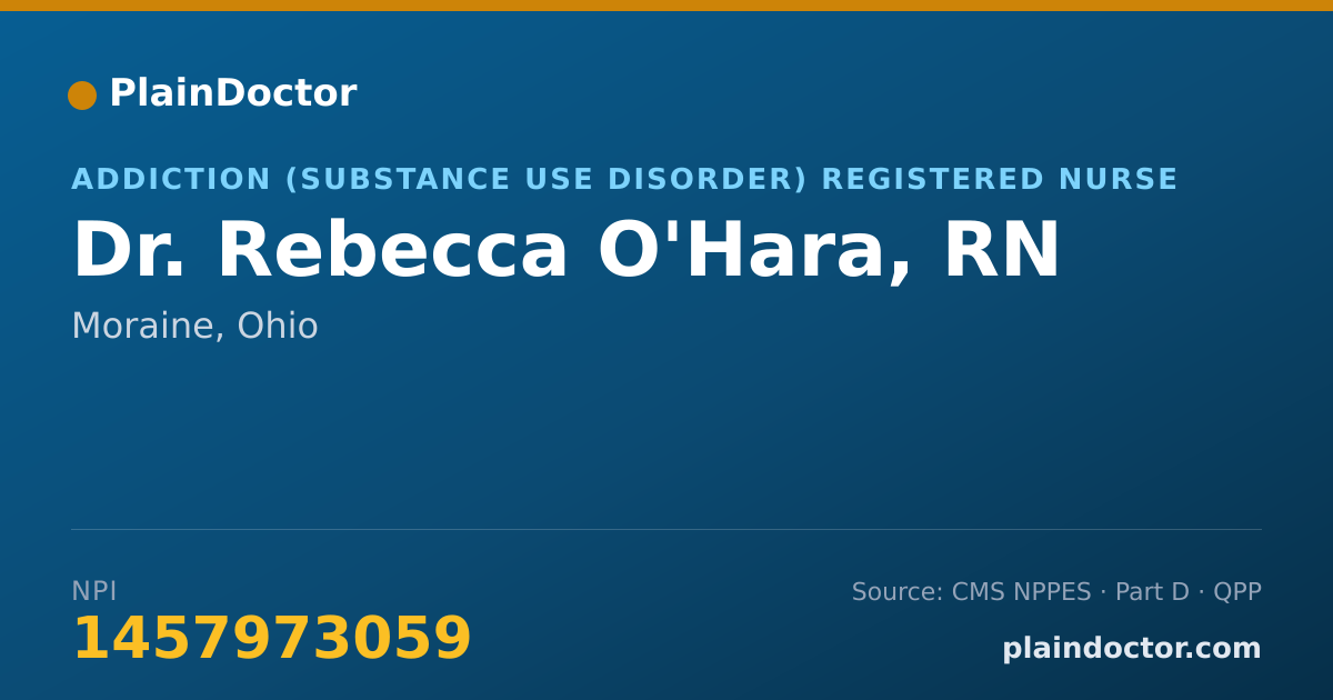 Shareable card for Rebecca O'Hara, RN - Addiction (Substance Use Disorder) Registered Nurse, Moraine, OH