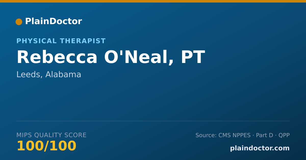 Shareable card for Rebecca O'Neal, PT - Physical Therapist, Leeds, AL