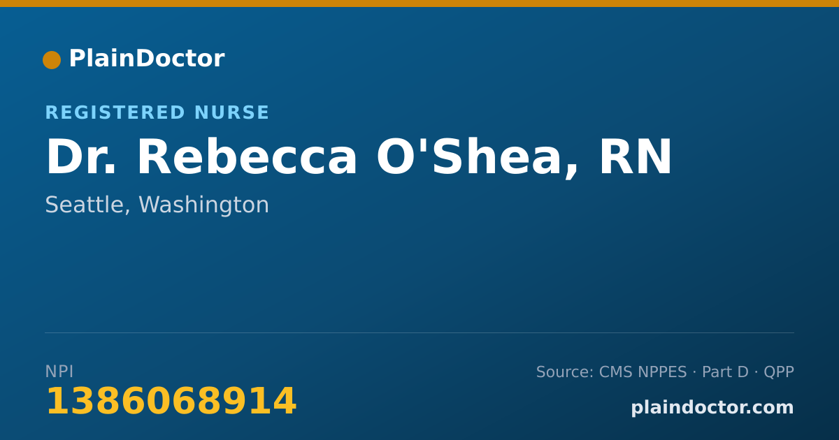 Shareable card for Rebecca O'Shea, RN - Registered Nurse, Seattle, WA