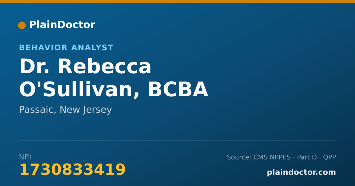 Shareable card for Rebecca O'Sullivan, BCBA - Behavior Analyst, Passaic, NJ