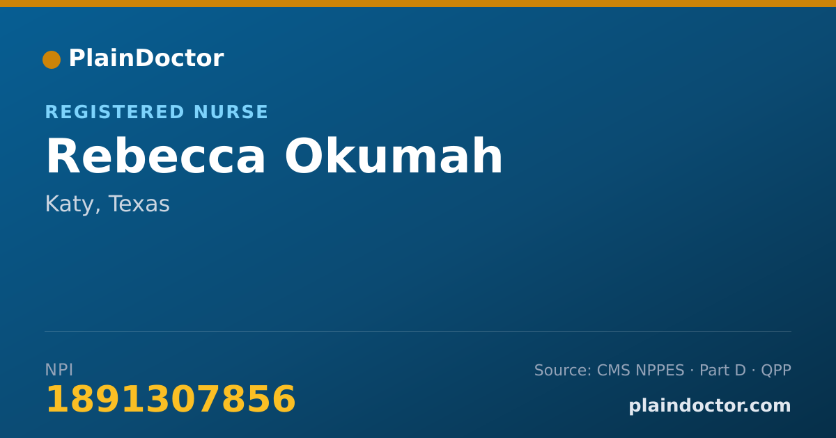 Shareable card for Rebecca Okumah - Registered Nurse, Katy, TX