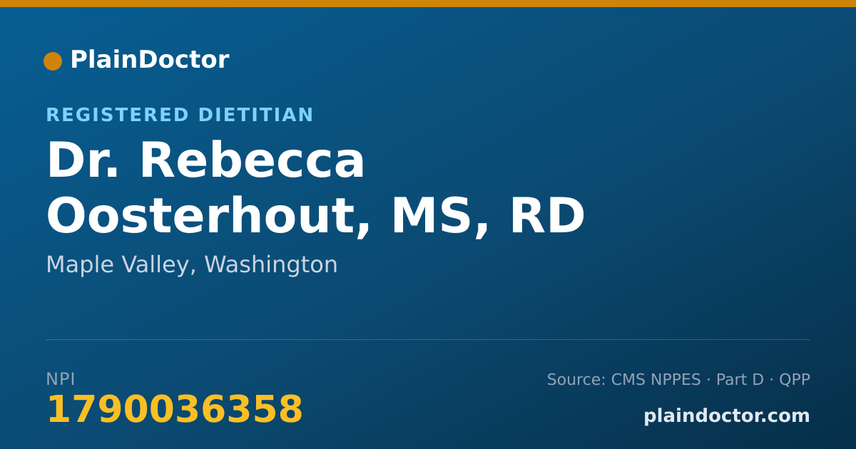 Shareable card for Rebecca Oosterhout, MS, RD - Registered Dietitian, Maple Valley, WA