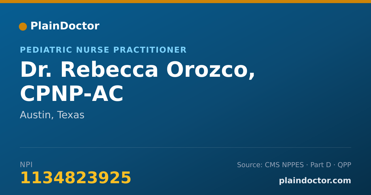 Shareable card for Rebecca Orozco, CPNP-AC - Pediatric Nurse Practitioner, Austin, TX