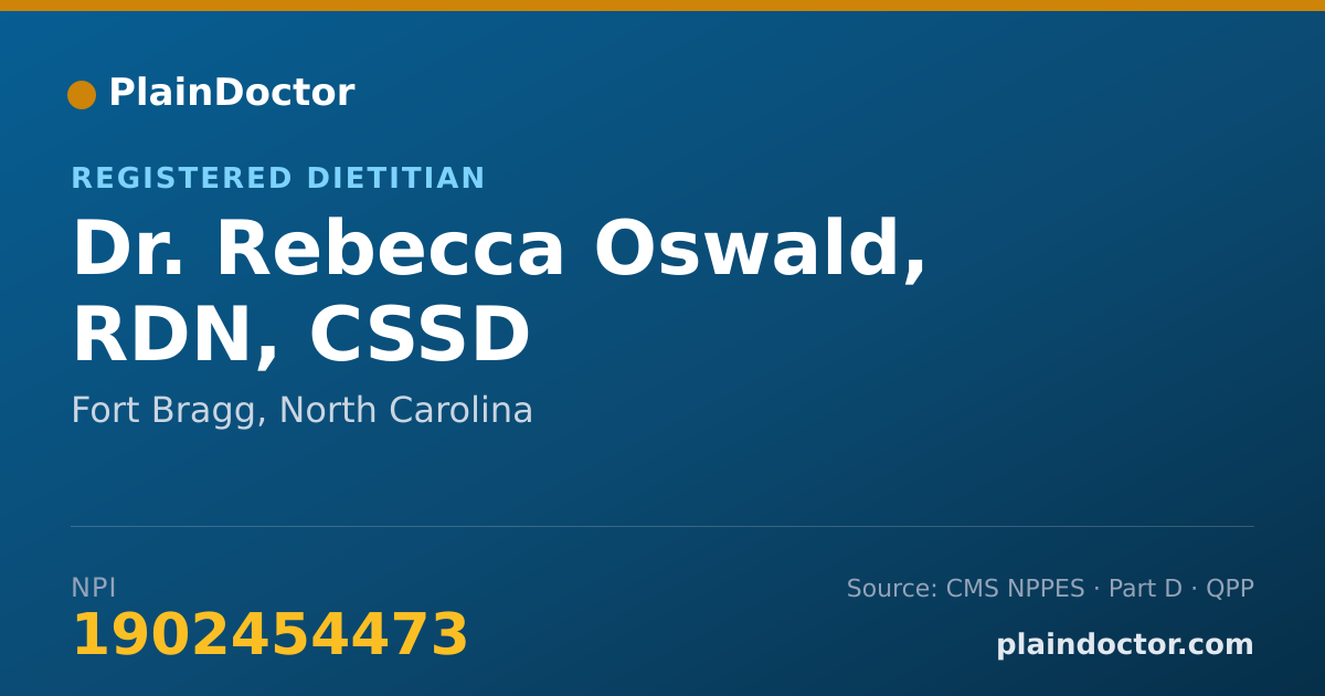 Shareable card for Rebecca Oswald, RDN, CSSD - Registered Dietitian, Fort Bragg, NC