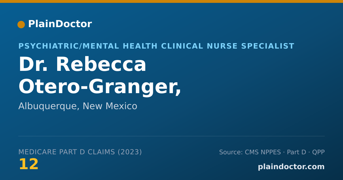 Shareable card for Rebecca Otero-Granger, PMHNP-BC - Psychiatric/Mental Health Clinical Nurse Specialist, Albuquerque, NM