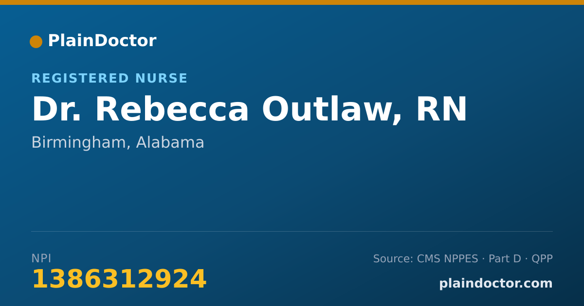 Shareable card for Rebecca Outlaw, RN - Registered Nurse, Birmingham, AL