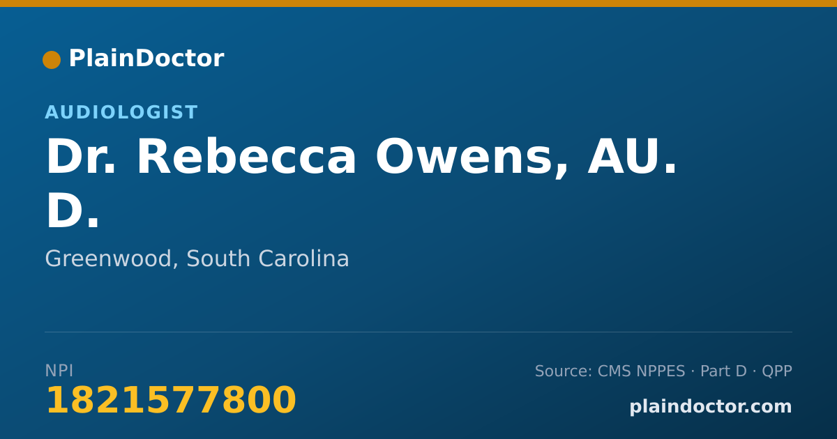 Shareable card for Rebecca Owens, AU. D. - Audiologist, Greenwood, SC