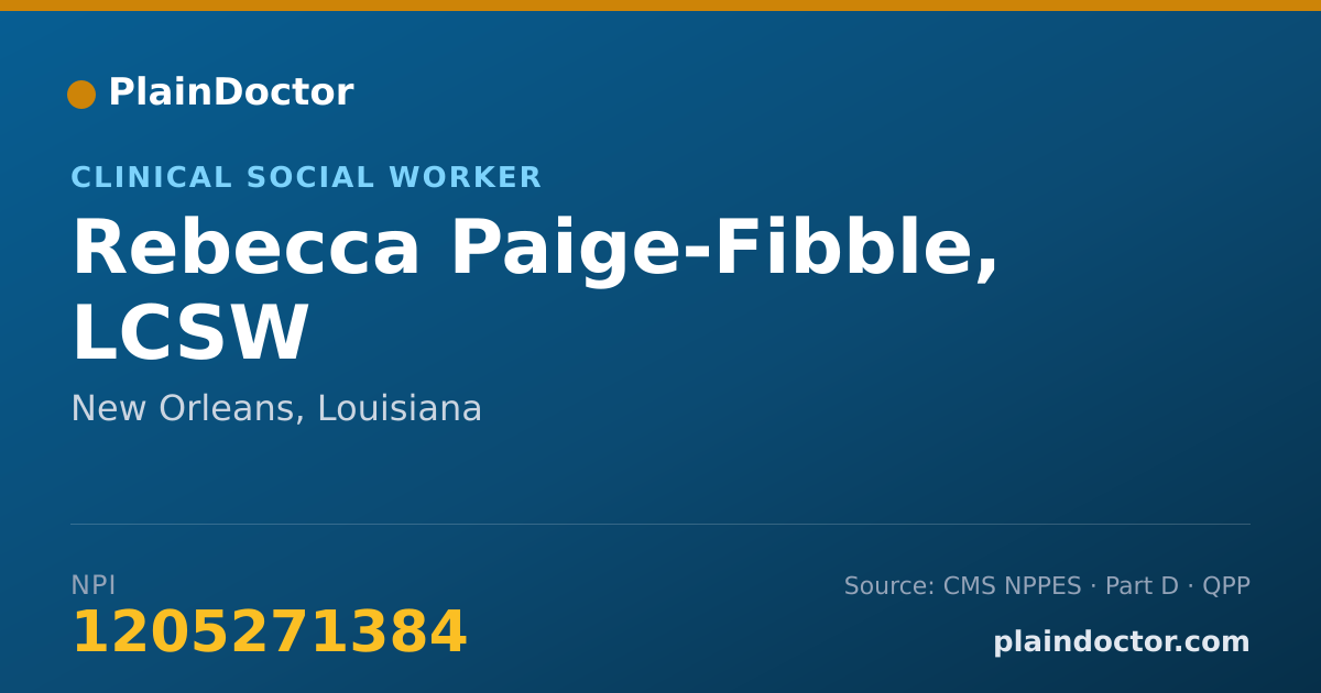 Shareable card for Rebecca Paige-Fibble, LCSW - Clinical Social Worker, New Orleans, LA