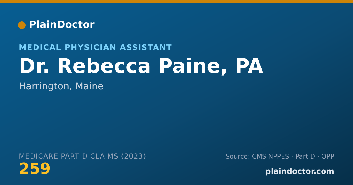 Shareable card for Rebecca Paine, PA - Medical Physician Assistant, Harrington, ME