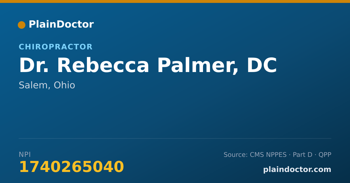 Shareable card for Rebecca Palmer, DC - Chiropractor, Salem, OH