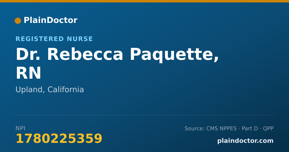 Shareable card for Rebecca Paquette, RN - Registered Nurse, Upland, CA