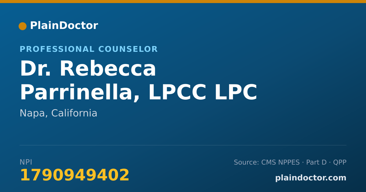 Shareable card for Rebecca Parrinella, LPCC LPC - Professional Counselor, Napa, CA