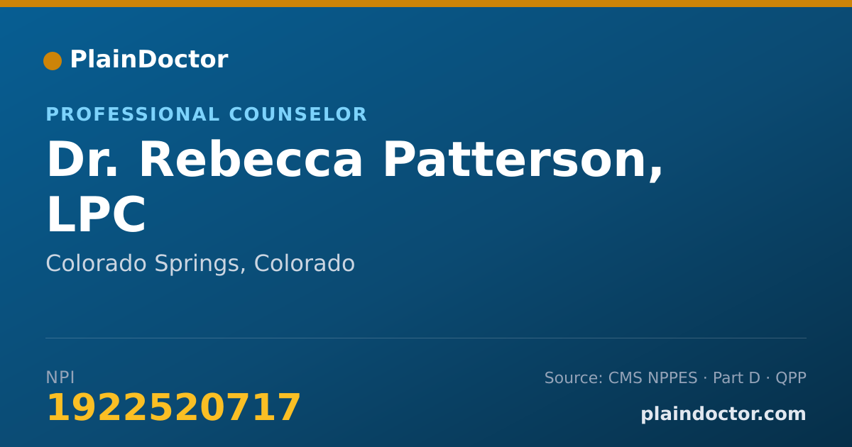 Shareable card for Rebecca Patterson, LPC - Professional Counselor, Colorado Springs, CO