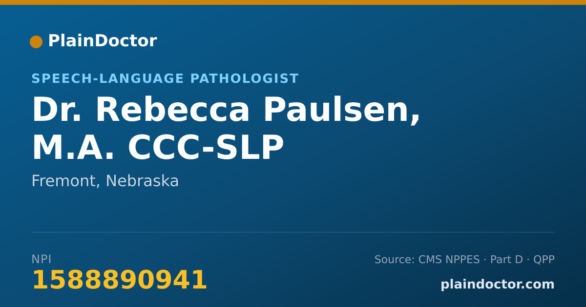 Shareable card for Rebecca Paulsen, M.A. CCC-SLP - Speech-Language Pathologist, Fremont, NE
