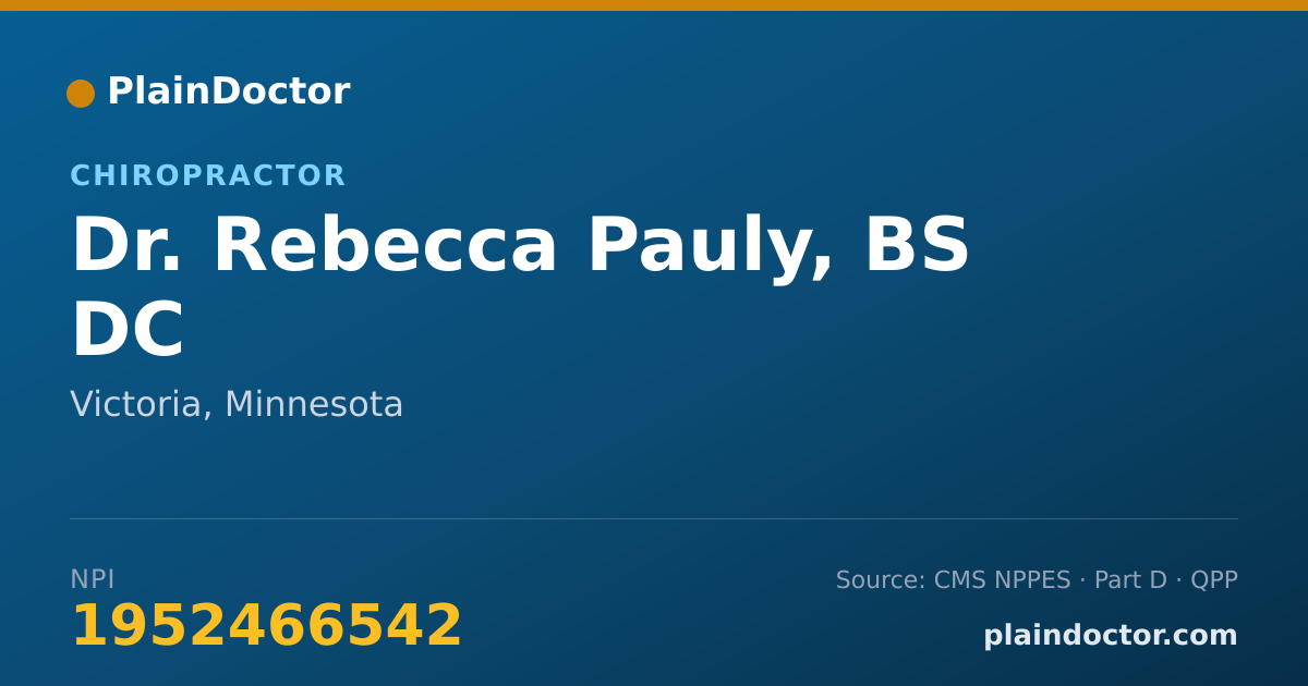 Shareable card for Rebecca Pauly, BS DC - Chiropractor, Victoria, MN