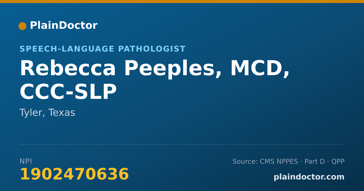 Shareable card for Rebecca Peeples, MCD, CCC-SLP - Speech-Language Pathologist, Tyler, TX