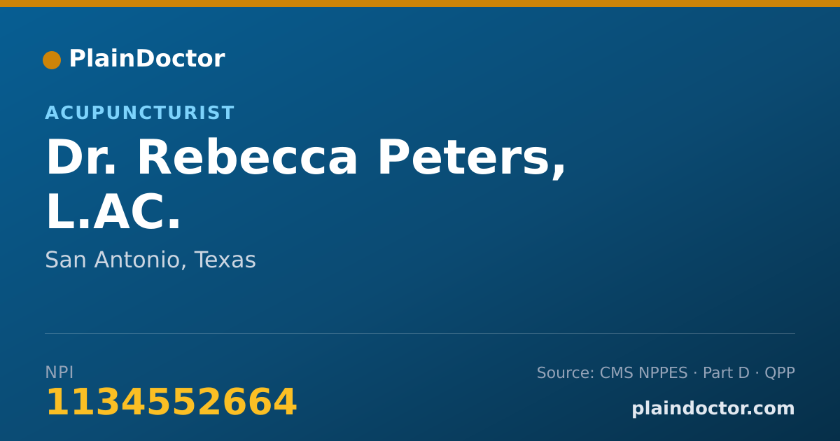 Shareable card for Rebecca Peters, L.AC. - Acupuncturist, San Antonio, TX