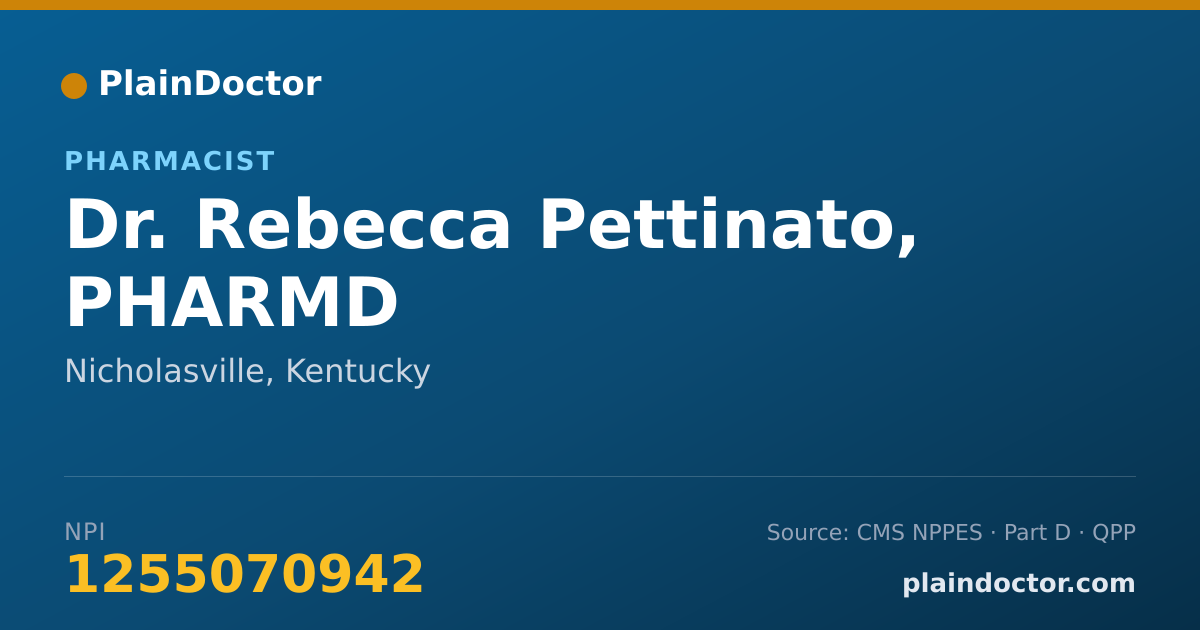 Shareable card for Rebecca Pettinato, PHARMD - Pharmacist, Nicholasville, KY