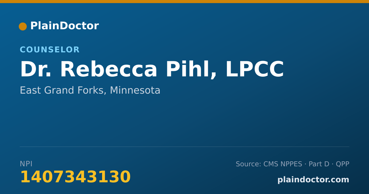 Shareable card for Rebecca Pihl, LPCC - Counselor, East Grand Forks, MN
