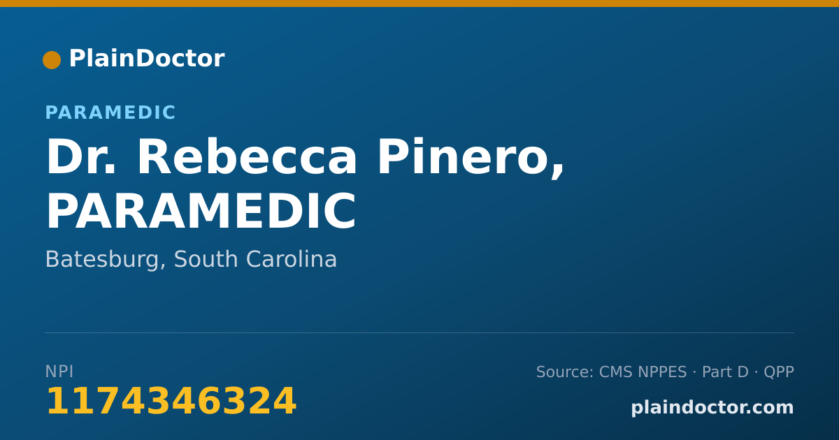 Shareable card for Rebecca Pinero, PARAMEDIC - Paramedic, Batesburg, SC
