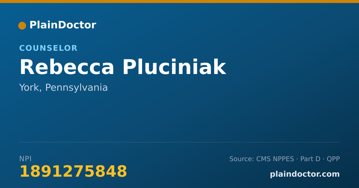 Shareable card for Rebecca Pluciniak - Counselor, York, PA