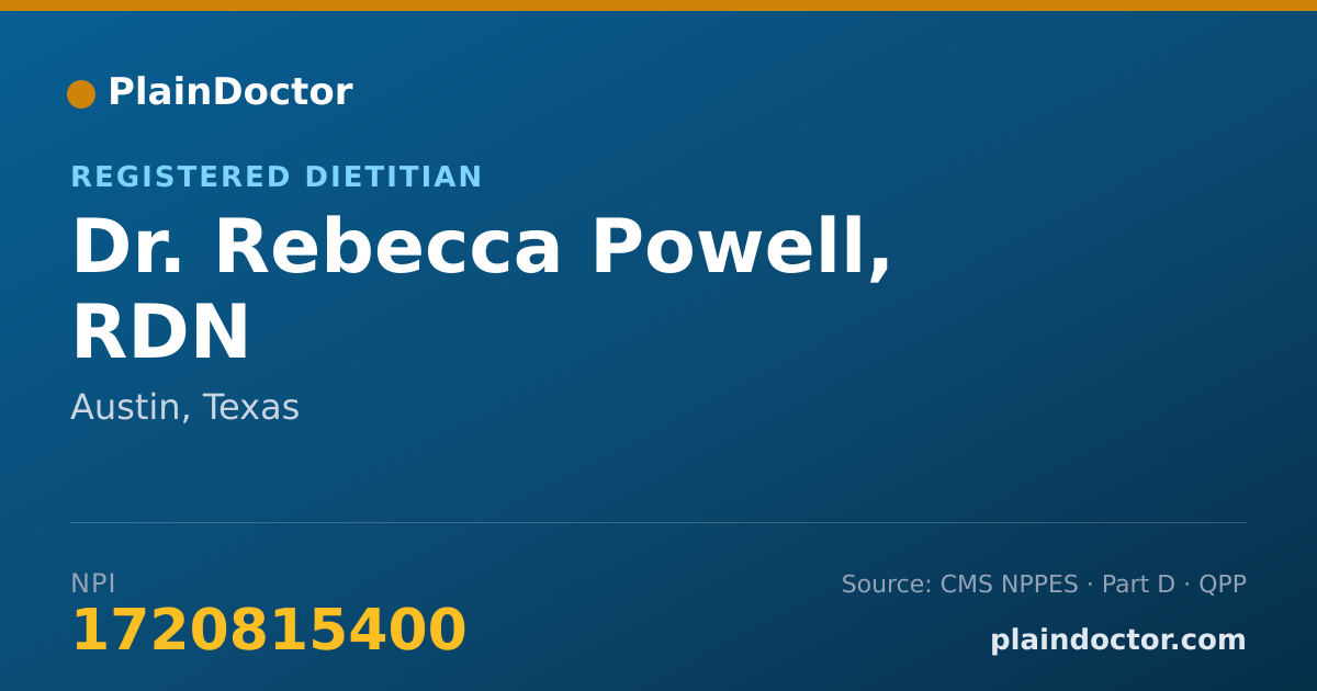 Shareable card for Rebecca Powell, RDN - Registered Dietitian, Austin, TX