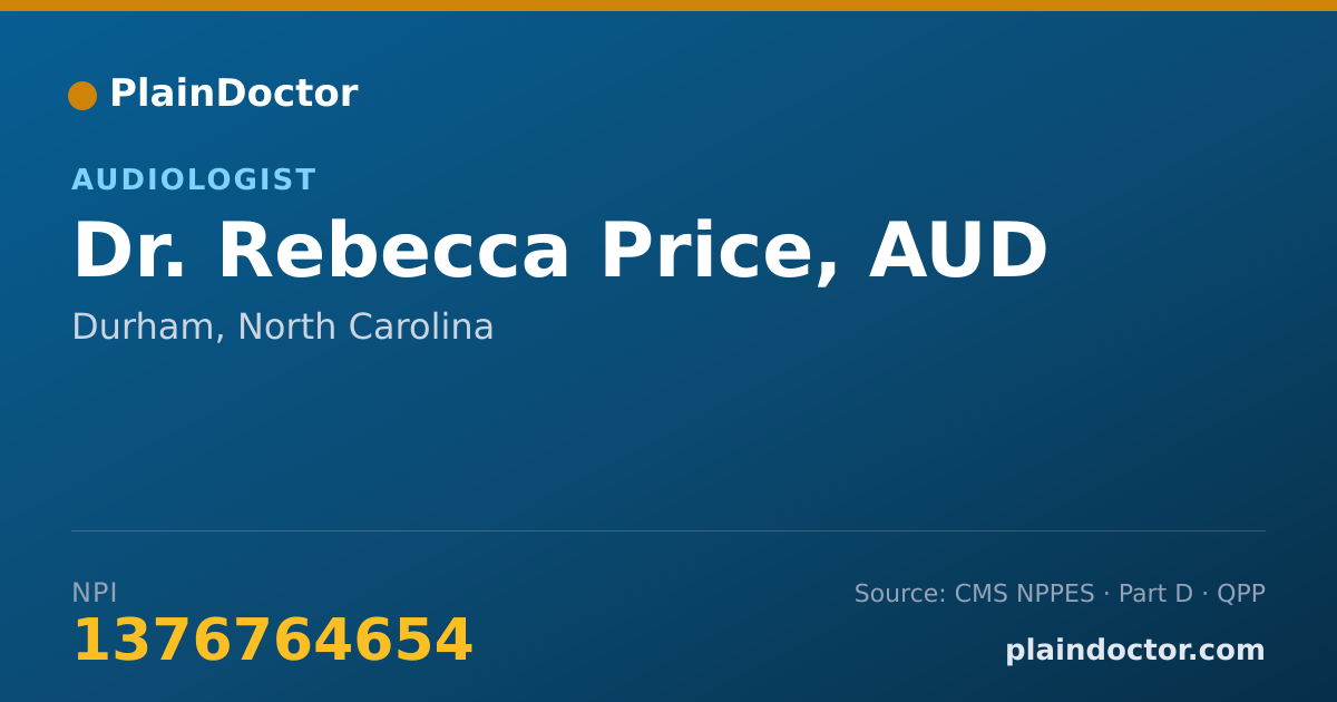 Shareable card for Rebecca Price, AUD - Audiologist, Durham, NC