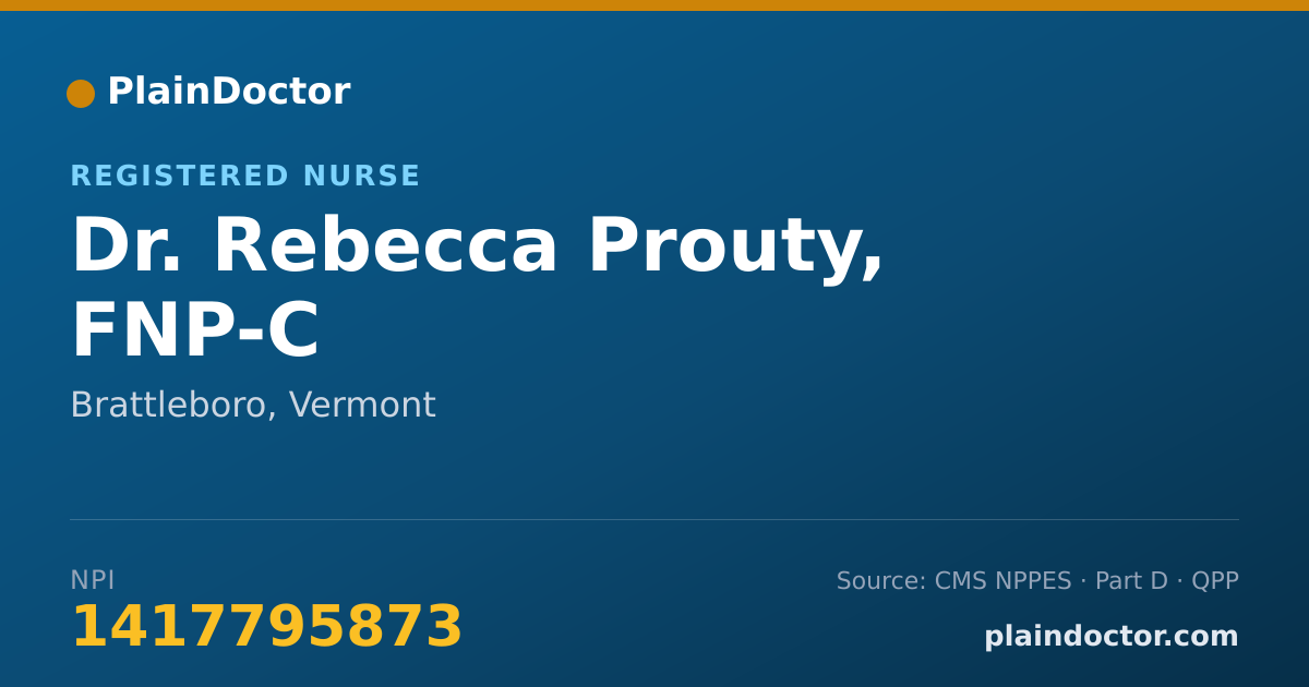 Shareable card for Rebecca Prouty, FNP-C - Registered Nurse, Brattleboro, VT