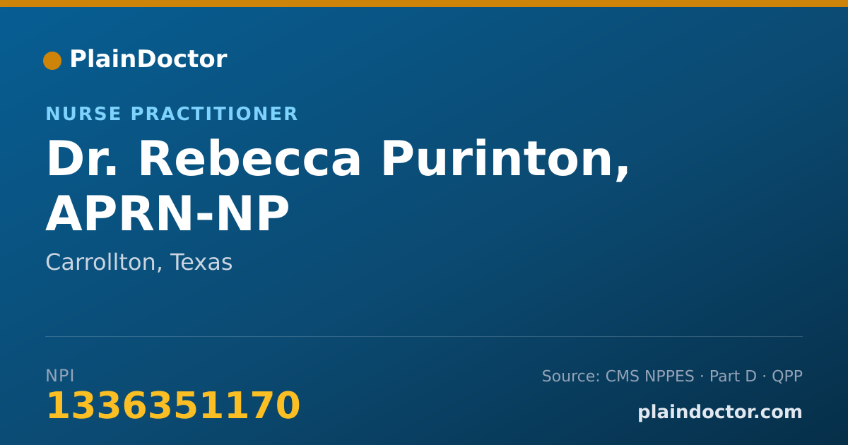 Shareable card for Rebecca Purinton, APRN-NP - Nurse Practitioner, Carrollton, TX